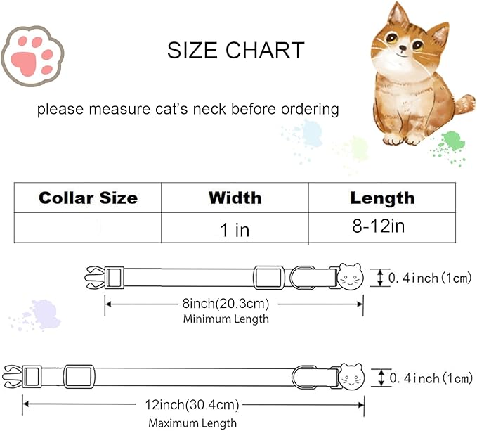 Cat Collar-2 Pack Cat Collar Black and White Linnet with Kitten and Bell Pendant Safety Buckle Adjustable Pet Collar Suitable for Cats Gift to Cats and Small Pets