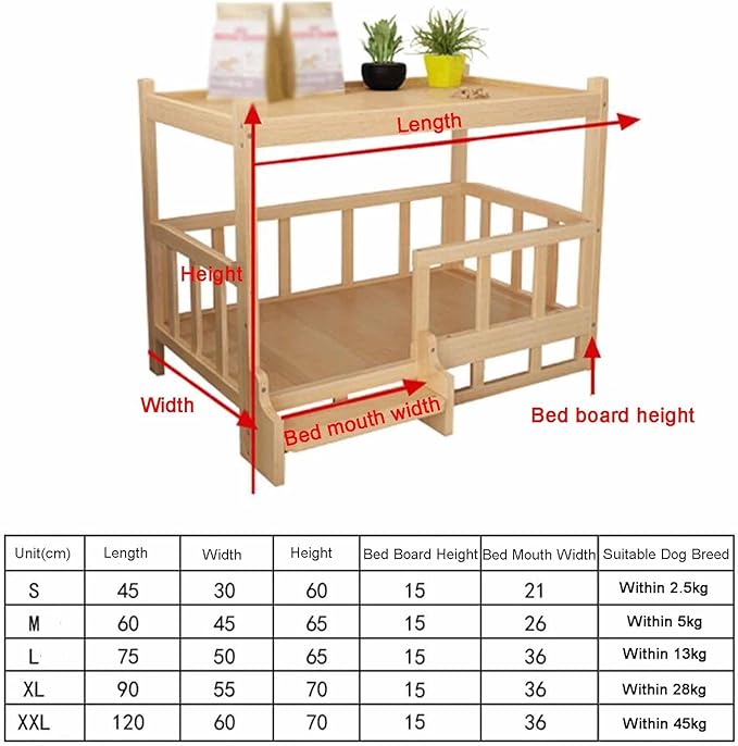 XPLKQXE Dog Bed Wood Platform, Elevated Pet Cushion Bed, Animal Couch with Mattress, Dog Beds & Furniture Rest Cot, Portable Fence Bed Pet Up to 45kg/100lbs(Color:Gray,Size:90x55x70cm)