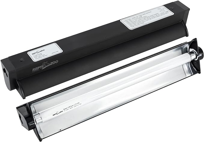 REPTI ZOO 8W Reptile T5 HO UVB Lighting Combo Kit, Light Fixture Reptile Terrarium Hood, with Detachable Curved Reflector and 1pc Desert 10.0 UVB T5 Lamp, ETL certificated