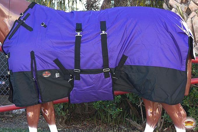 HILASON 1200D Winter Waterproof Poly Horse Turnout Blanket Belly Wrap Purple | 84 in