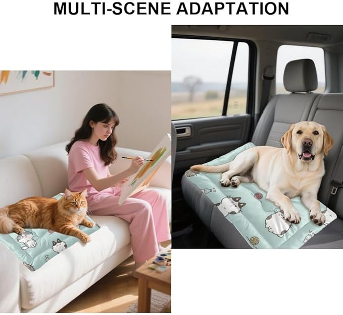 Comfy Dog Crate Mat with Anti-Slip Bottom, Cute Cats Pet Sofa Cat Pads Dog Beds& Furniture Breathable Crate Mat Chew Proof for Indoor& Outdoor Sofa Cars, Machine Washable 24 X 18 Inch