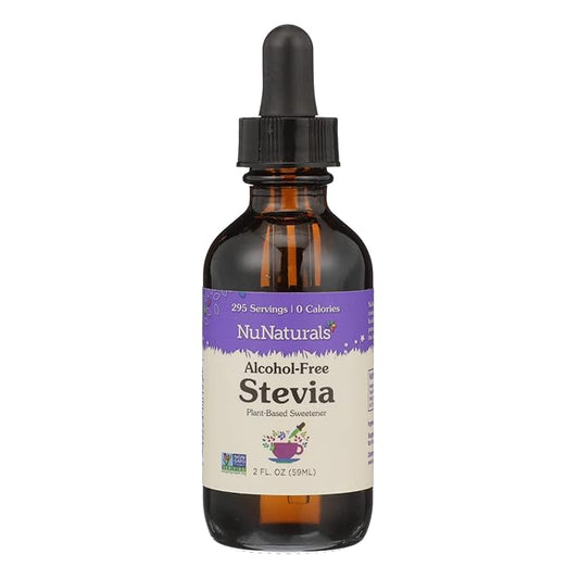 NuNaturals Liquid Stevia, Sugar-Free Sweetener, Plant-Based Sugar Substitute, Zero Calorie, Unflavored, Alcohol-Free, 2 oz