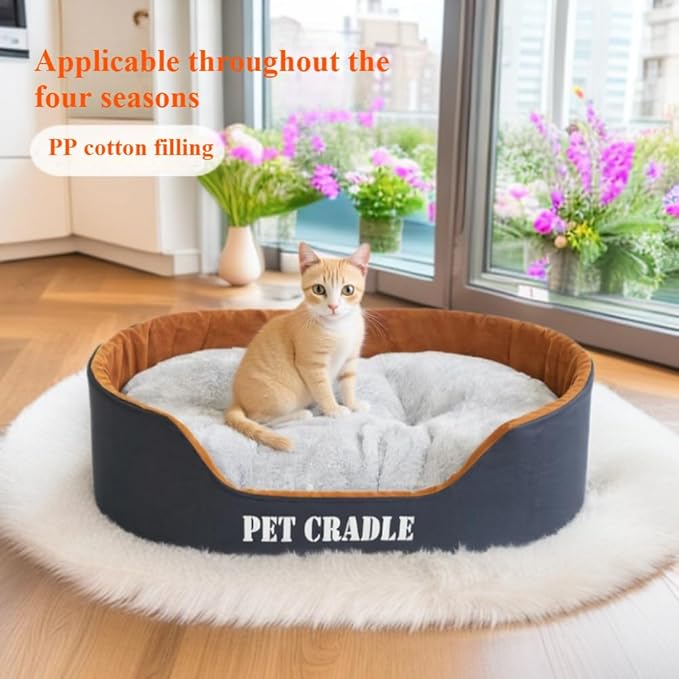 Dog Bed Orthopedic Dog Couch Bed, Waterproof Pet Bed with Removable Washable Mat & Non-Slip Bottom(Grey,19.69''X13.78'')