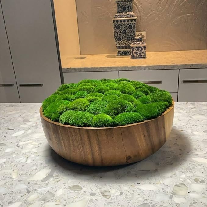 Preserved Pole Moss Pillow Bun Cushion Natural Green Decorative Real Natural Green DIY Kit Terrariums Gardenning Art Wall Decor Florist Decor Easter Table Decor Wedding(13.5 sq.ft., Green-B)