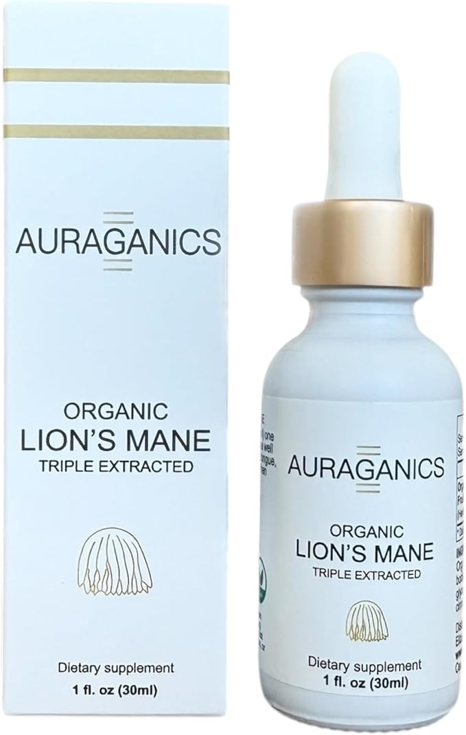 Organic Triple Extracted Lion's Mane Mushroom Fruiting Body Tincture | USA Grown and Certified Organic | Use for Focus, Memory and Mental Clarity | 1 Month Supply | Cinnamon Flavor