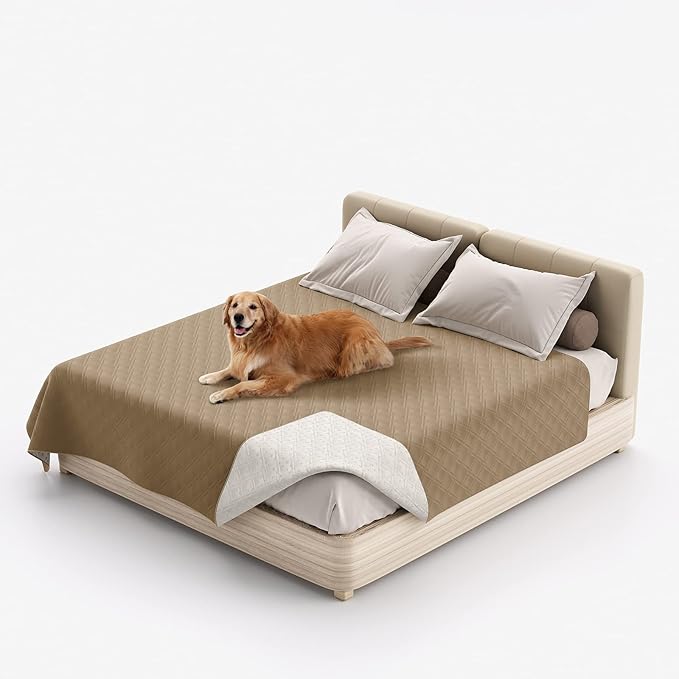 Waterproof Dog Bed Covers for Couch Protection, Water-Resistant Soft Dog Pet Blanket Anti-Slip Dog Blanket for Bed, for Furniture Bed Couch Sofa (Taupe,82x82inch)