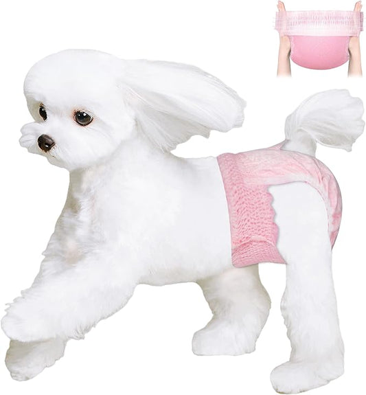 Ambreview Disposable Dog Diapers Female, Just Pull It Up, Doggie Diapers for Female Dogs, Strong Absorbency | Leak Proof, for Dogs in Heat | Elderly | Disabled, S 30 PCS