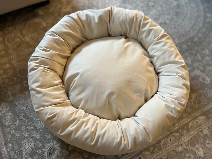 Organic Cotton Canvas Dog Bed: Removable Cover, Natural Fill - Made in USA (Natural, Small 24" x 7" inches)