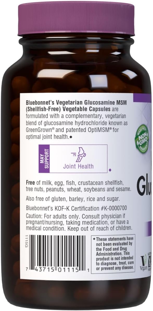 BlueBonnet Vegetarian Glucosamine Plus MSM Supplement, 120 Count ('743715011151)