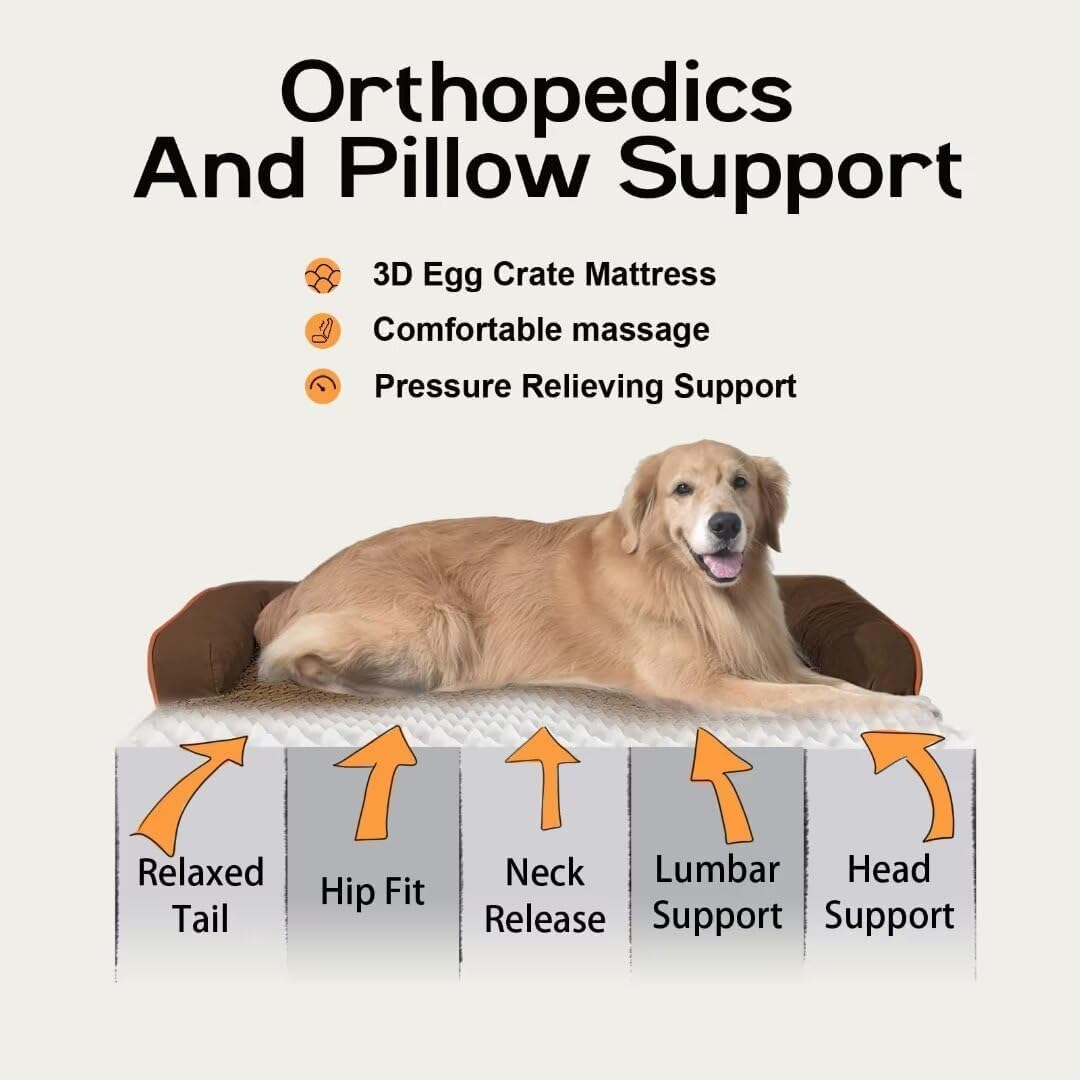 Dog Bed Medium Size Dog-Orthopedic Waterproof Bed for Dogs,Foam Couch Sofa with Washable Removable Cover & Non-Slip Bottom-Coffee