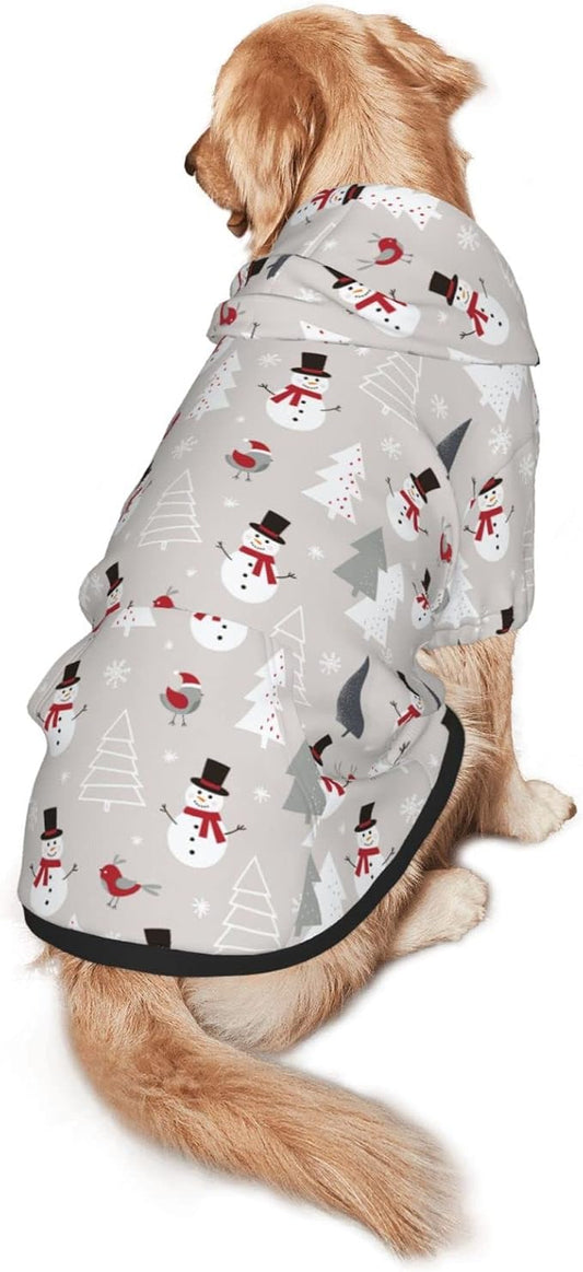 Christmas Gray Snowman Hoodie,Christmas Cosplay Dog Clothes with Pocket and Hat Winter Clothes Sweaters X-Large