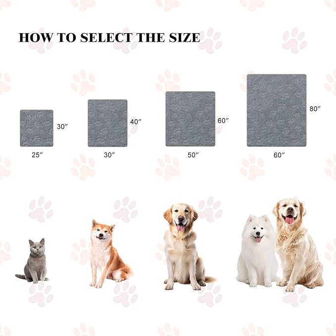 Waterproof Dog Blanket, 60" x 40" Washable Sherpa Fleece Cat Blanket,Pet Puppy Blanket Sofa Bed Furniture Protector,Reversible Soft Plush Blanket for Medium Large Dog (40" x 28")