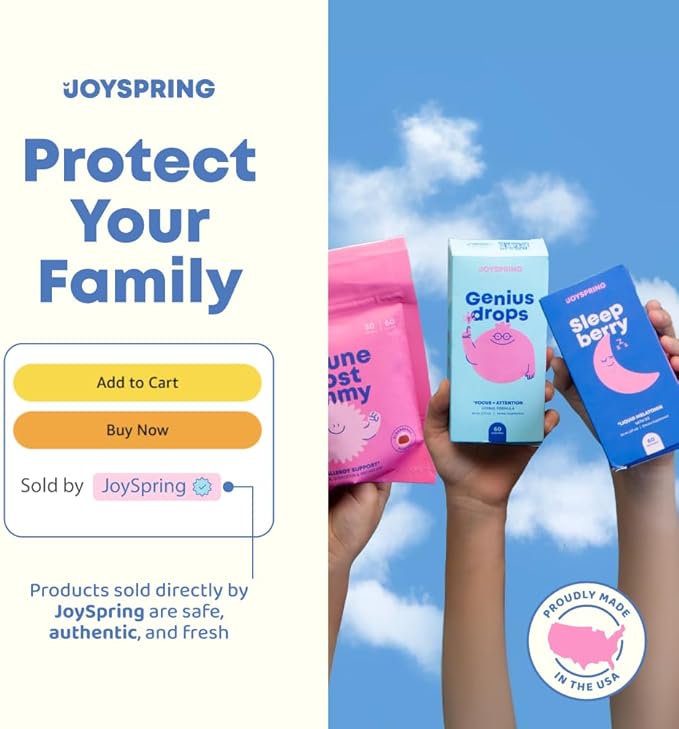 JoySpring Magnesium Citrate & Glycinate Liquid for Kids – Sugar & Gluten-Free Supplement with L-Theanine & Chamomile – Supports Kids & Teens (1 fl oz, 30 Servings)