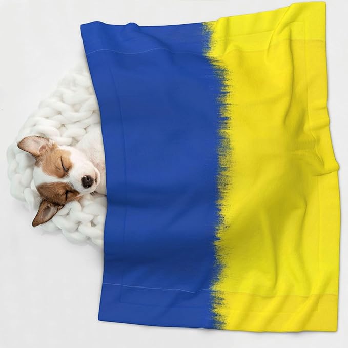 Pet Blanket for Couches and Beds, Abstract Artistic Ukrainian Flag, Reversible Double Sided Plush Design with Soft Bumpy Texture and Smooth Surface, Furniture Protector