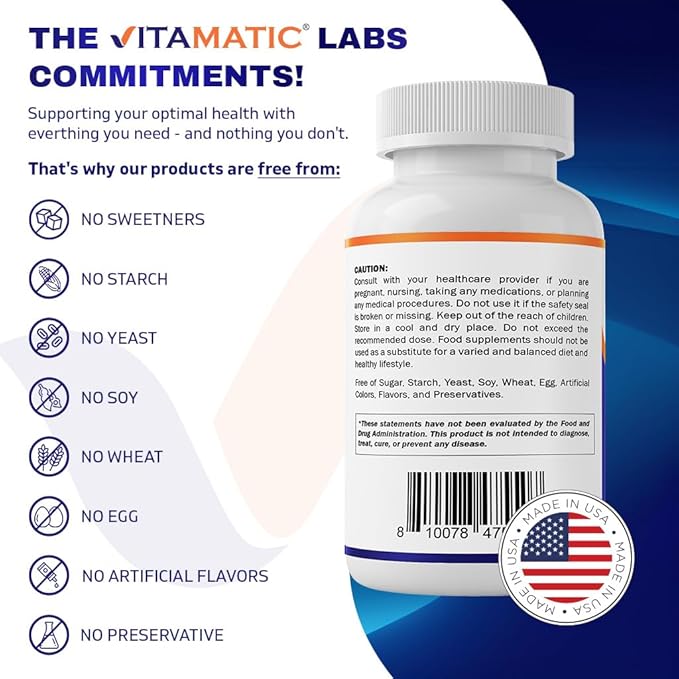 Vitamatic Copper Bisglycinate 6 mg Made with Vitamin D3 2000 IU, Zinc 50mg, Selenium 50mcg - 240 Tablets - Non-GMO & Gluten Free