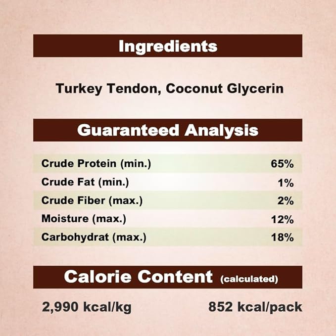 A Freschi srl Turkey Tendons for Dogs, USA-Sourced, Healthy Dog Treats, Rawhide-Free Puppy Chews, Long Lasting, All Natural, Hypoallergenic Dog Treats for Large Breeds, 10 oz Pack Ring (L)