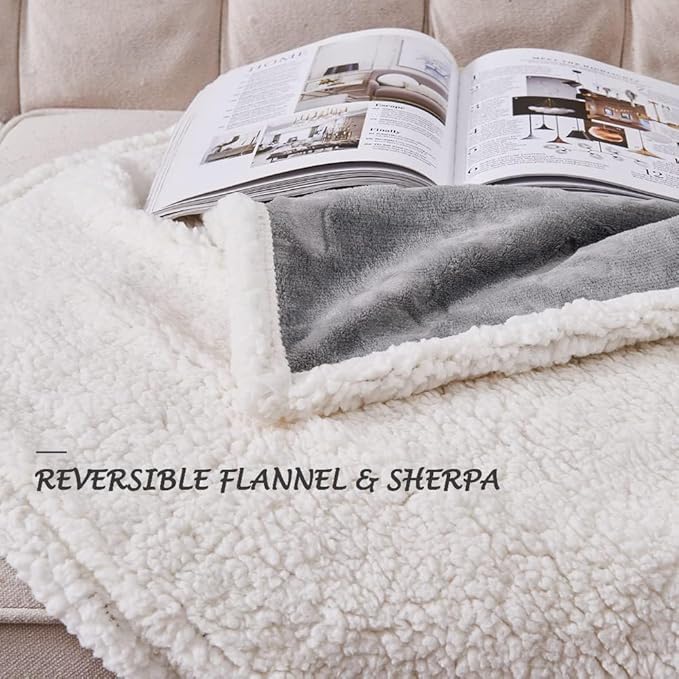Waterproof Dog Blanket, 60" x 40" Washable Sherpa Fleece Cat Blanket,Pet Puppy Blanket Sofa Bed Furniture Protector,Reversible Soft Plush Blanket for Medium Large Dog (85" x 57")