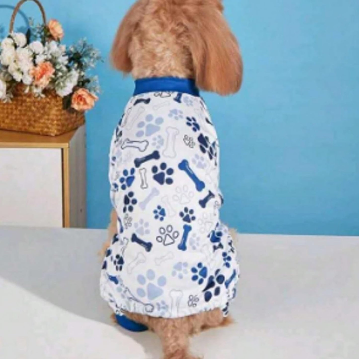 Vet-Approved Dog Onesie Pajamas for Medium Dog Clothes - Lightweight Soft Stretchy Puppy Costume - Certified Hypoallergenic Comfort Anxiety-Reducing (Blue, Large)
