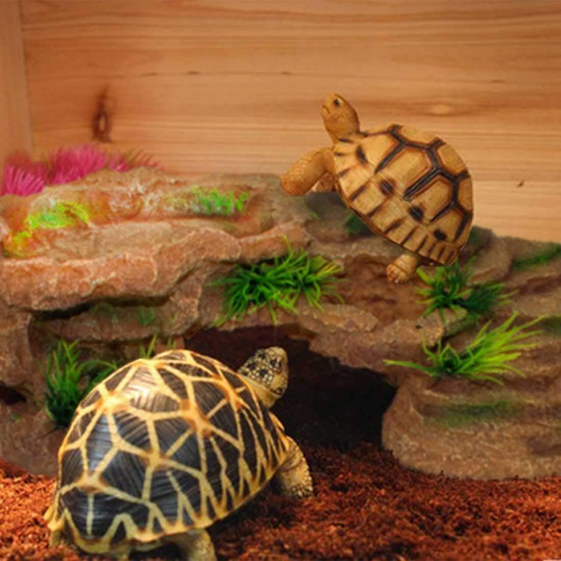 kathson Turtle Basking Platform,Tortoise Resin Climbing Rock Rectangular Resting Terrace Tank Accessories,Reptiles Dock Hide Cave Habitat Decoration for Bearded Dragon Lizard Geckos Spiders (3 PCS)