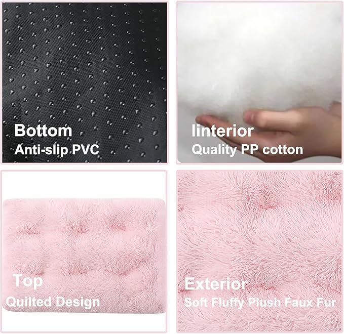 Dog Crate Mat, Dog Bed for Large Dogs, Comfy Fluffy Kennel Pad Anti-Slip for Dog beds & Furniture, Quilted Dog Bed for Pets for Medium/Small Dogs Cats (Color : Pink, Size : 48x33)