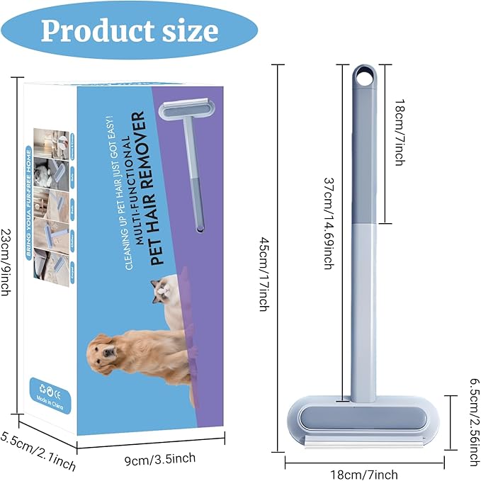 4 in 1 Multifunctional Reusable Pet Hair Remover Brush,Dog & Cat Hair Remover Tool for Couch,Bedding & Carpet,Washable Fur Remover with Dual-Sided Cleaning Brush