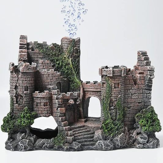 Aquarium Decorations- Castle Fish Tank Bubbler Decorations for Aquatic Pets to Breed Play and Rest Fish Decorations for Tank