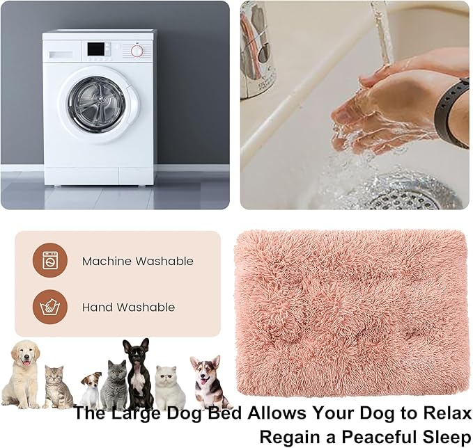 Dog Crate Mat, Dog Bed for Large Dogs, Comfy Fluffy Kennel Pad Anti-Slip for Dog beds & Furniture, Quilted Dog Bed for Pets for Medium/Small Dogs Cats (Color : Pink 2, Size : 48x33)