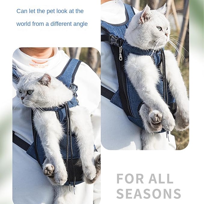 Portable Pet Carrier Backpack, Adjustable Pet Front Cat Dog Carrier Backpack Travel Bag for Small Medium Dogs Cats Puppies, Cat Backpack Carrier for Hiking Cycling (L, L)