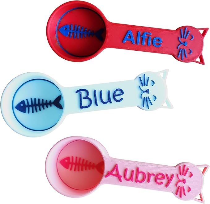 Personalized Cat Food Scoop, Cat Food Measuring Cup with Name, Kibble Scoop (6 oz - 3/4 cup)
