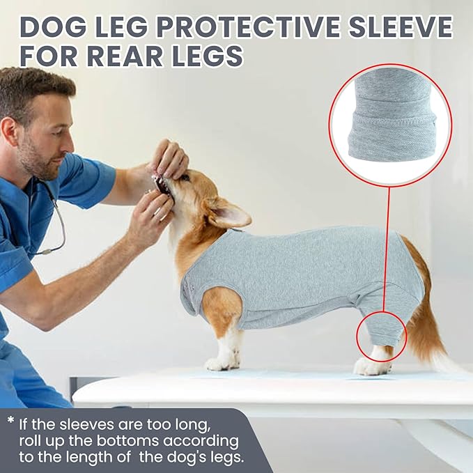 Nanaki Dog Wound Care Shirt, Leg Sleeves to Stop Licking Rear Leg and Abdomen, Surgery Suit for Female Spay, Onesie for Surgery Female, Surgical Recovery Suit Wound Heal Clothes