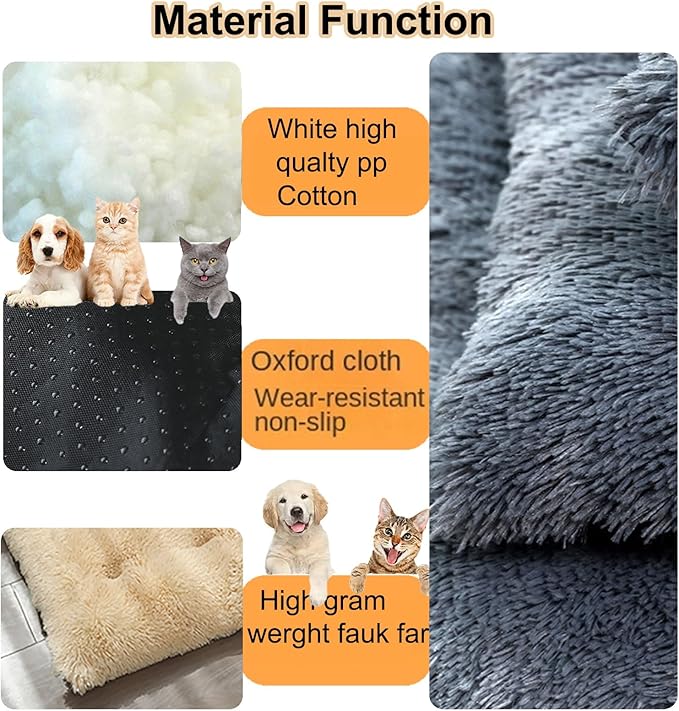 Dog Crate Mat, Dog Bed for Large Dogs, Comfy Fluffy Kennel Pad Anti-Slip for Dog beds & Furniture, Quilted Dog Bed for Pets for Medium/Small Dogs Cats (Color : Brown 2, Size : 25x18)