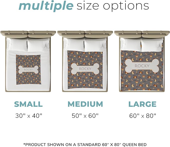Prints Next Day – Custom 60" x 80" Sherpa Pet Lightweight Blanket with Name - Gift for Dog or Cat Owners - Personalized Couch Throw - Puppy Patterned - Printed in America