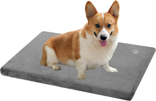 EMPSIGN Stylish Dog Bed Mat Dog Crate Pad Mattress Reversible (Cool & Warm), Water Proof Linings, Removable Machine Washable Cover, Firm Support Pet Crate Bed for Small to XX-Large Dogs, Grey