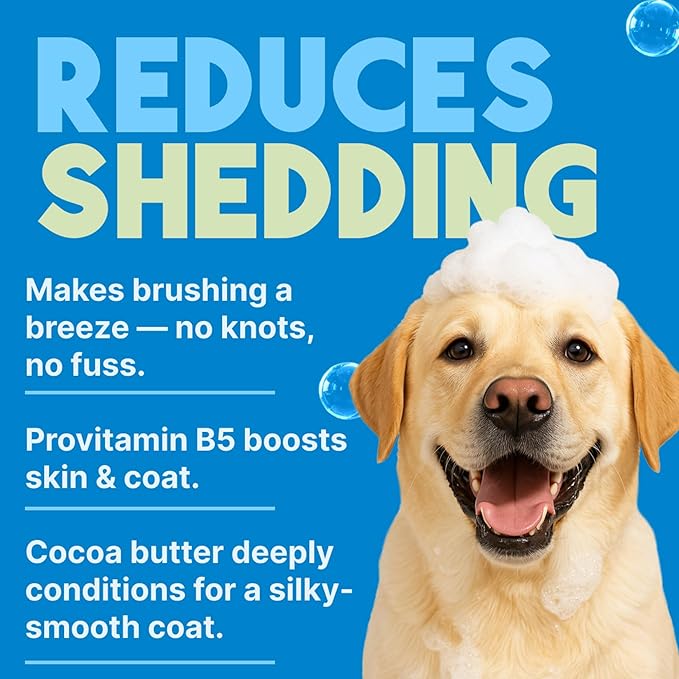 TropiClean Deshedding Dog Conditioner, Reduces Shedding & Softens Coat, Puppy Safe, Made in the USA, Lime & Cocoa Butter Scent, 20oz.