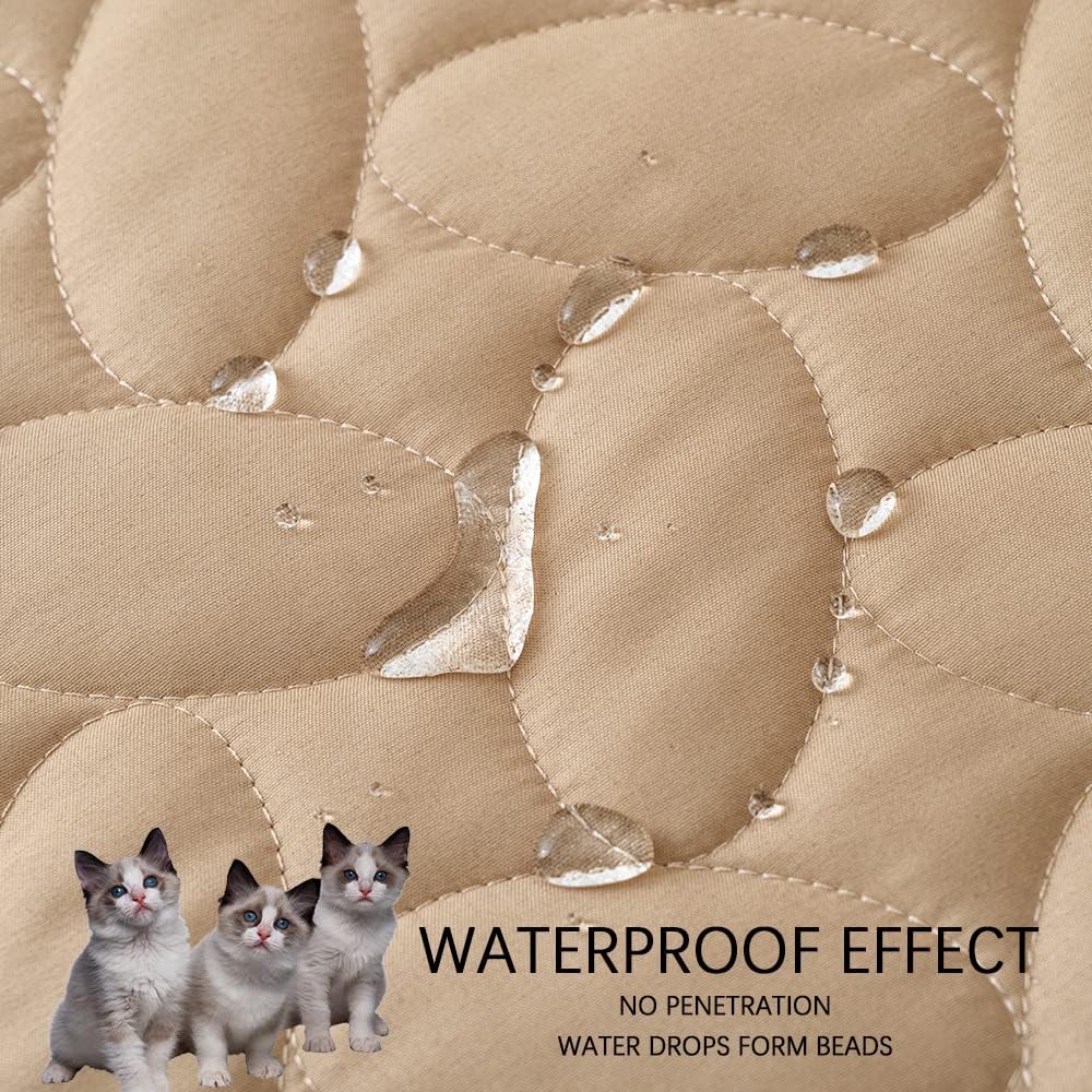 Ameritex Pet Bed Cover Dog Bed Blanket for Sofa and Furniture Waterproof New Pattern Design (52x82 Inch, Beige)