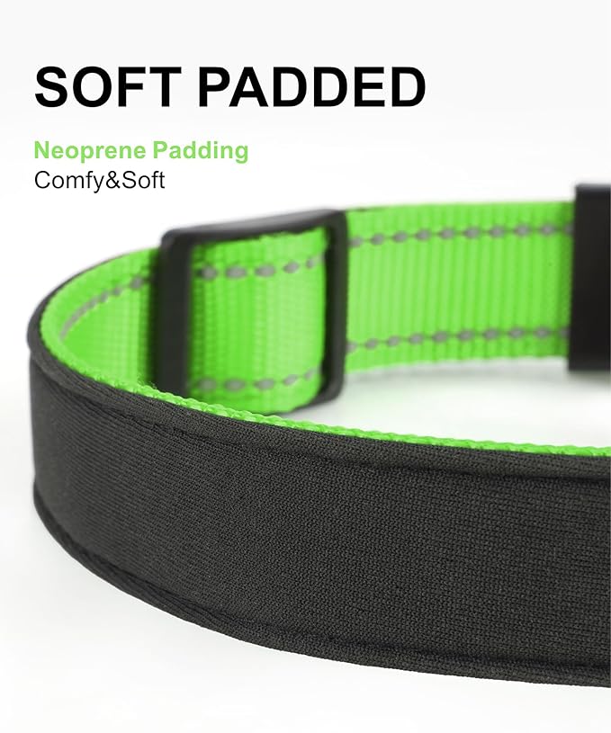 TagME Airtag Dog Collar,Waterproof Reflective Pet Collar with Airtag Holder,Soft Padded and Double D-Rings for Puppy,Green