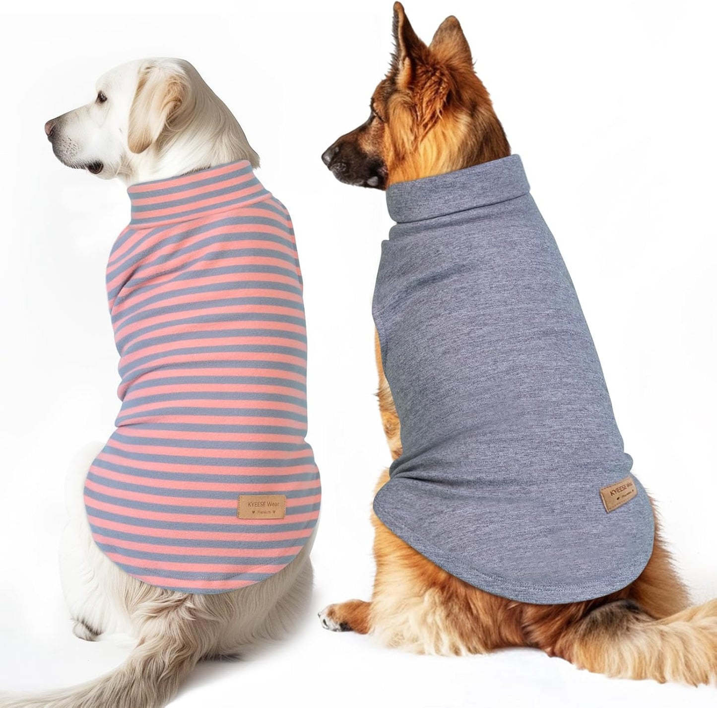 KYEESE 2Pack Dog Sweater Stretchy Dog Sweatshirt Warm Pet Coats Soft Pet Clothes Pullover Sweaters for Medium Dogs Girl Turtleneck Large Dogs Sweater