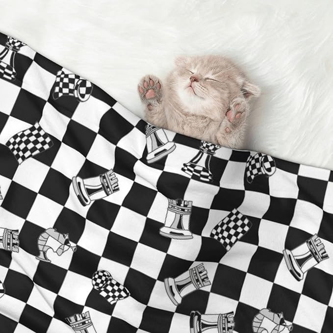 Two Sided Plush Pet Blanket for Crates Carriers Home Use, Checkered Race Waving Flag, Reversible Throw with Cozy Dot Fabric and Silky Reverse for Small Large Pets