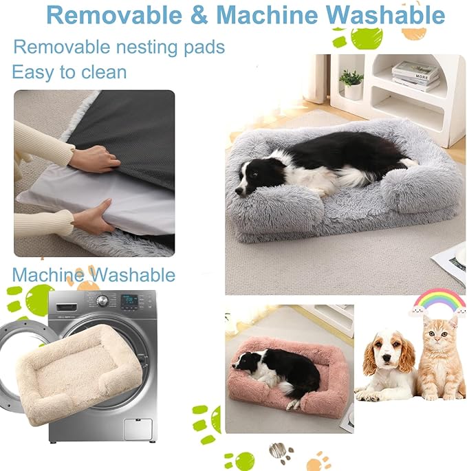 Dog Beds Large Sized dog Orthopedic, Sofa Dog Bed with Waterproof Lining and Nonskid Bottom, Rectangle Washable Dog Bed for Medium Small Dogs and Cats Comfortable ( Color : Brown3 , Size : 51 x 35" )