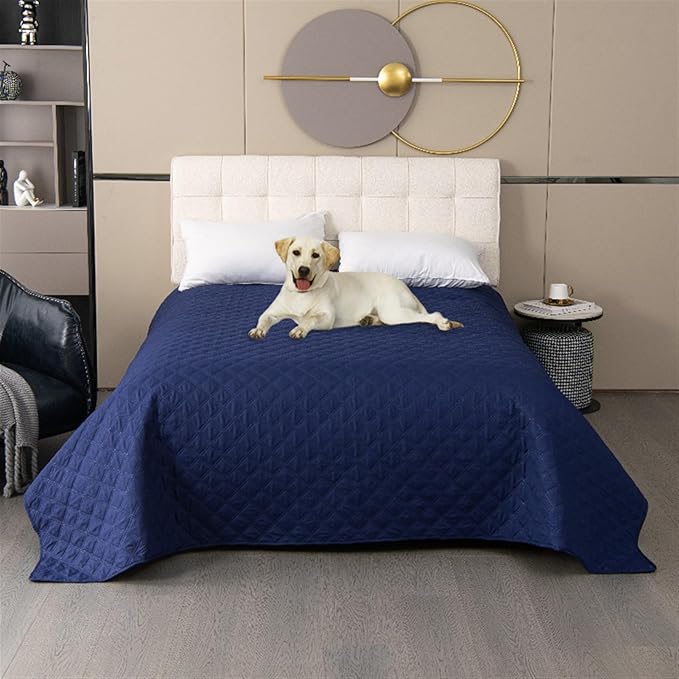 GIBZ Waterproof Dog Bed Cover Anti Slip Pet Furniture Protector Blanket Washable Thick Quilted Mat, Navy Blue, 50.8x76.2cm