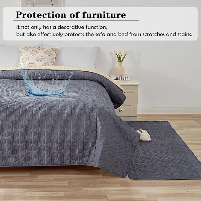 Waterproof Dog Bed Cover Pet Blanket, Soft Pet Couch Covers for Sofa Washable, Bed Couch Sofa Furniture Protector for Puppy Cat Kids (Grey,210 * 260 CM)