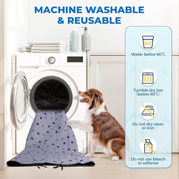 Fostanfly Washable Pee Pads for Dogs, 2 Pack 36"x48" Superior Reusable Puppy Pads, Waterproof Protects Against Urine Leakage, Non-Slip Grip Prevents Slipping and Bunching for Dog Training