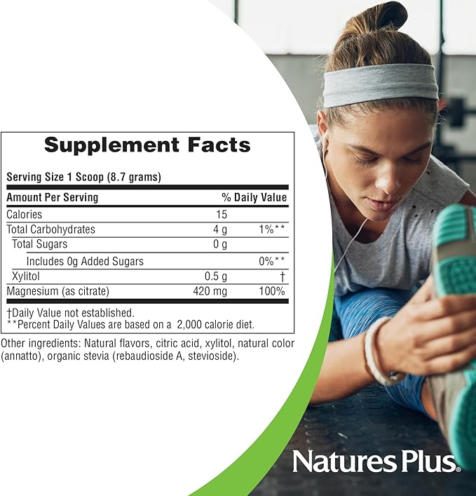 NaturesPlus KalmAssure Magnesium Powder - 1.15 lb - Orange Flavor - Supports Nerve and Muscle Relaxation - Non-GMO, Gluten Free, Vegan - 60 Servings
