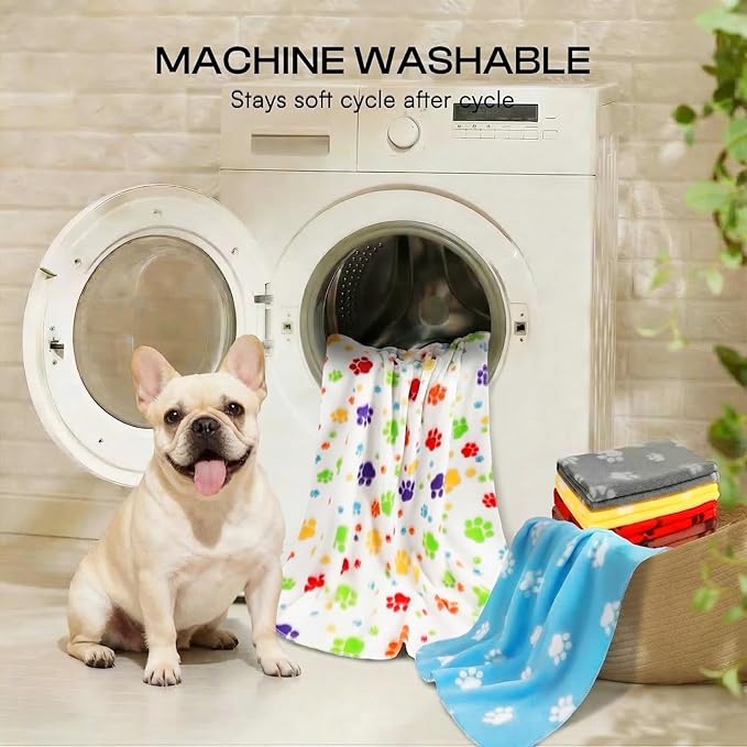 LINENLUX Cute Dog Blanket for Small Medium Dogs 6-Pack Soft Stretchy Fleece Blankets for Pet Cat Puppy Warm Wrinkle-Resistant Throw for Couch Bed Outdoor Yellow 40x31 inch (Pack of 6)