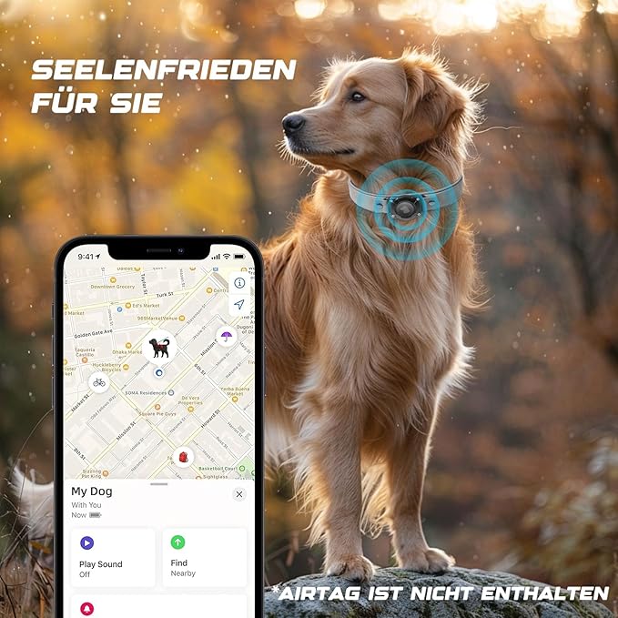 AirTag Dog Collar - Leather Dog Collar with Air Tag Holder | IPX8 Waterproof, Reflective, High - End, Adjustable Soft Padded | Dog GPS Tracker Collars Fit for Medium Large Dogs (Grey, XL)