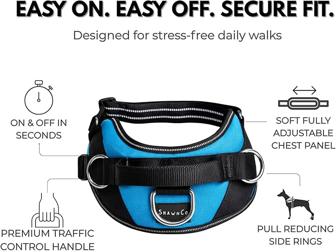ShawnCo Essential Dog Harness, No-Pull Pet Vest with 3 Leash Clips, No Choke, Reflective, Adjustable and Padded, for Easy Walking and Training for Small, Medium and Large Dogs (Orchid, XS)