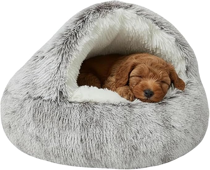 Dog Bed, Dog Bed with Cover Cave, Dual Comfort Design, Pet Bed for Small/Medium/Large Cats and Dogs, Anxiety Relief, Durable & Chew-Proof, Improves Sleep & Behaviour (Coffee, 28in)
