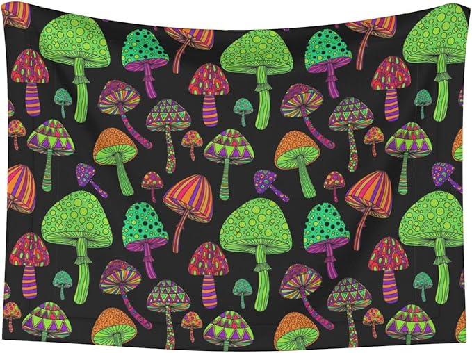 Double Sided Pet Throw for Dogs Who Shed, Trippy Mushrooms, Reversible Blanket with Nubby Dot Side Catches Loose Fur for Easier Furniture Cleanup