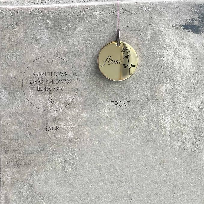 Cats Dogs ID Tags Personalized Engraving Birth Flowers Pattern for Custom Pets Collar Accessories 316L Stainless Steel Large Round Name Plate