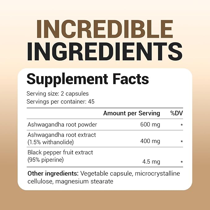Dr. Berg Ashwagandha Capsules 1000mg - Includes Ashwagandha Root with Black Pepper from Bioperine - Ashwagandha Supplements 90 Capsules